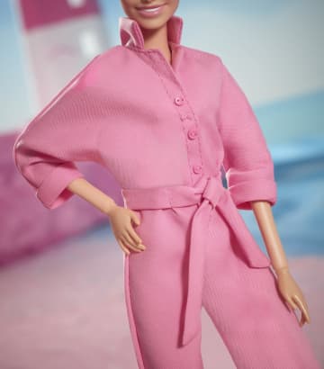 Barbie The Movie Doll, Margot Robbie As Barbie, Collectible Doll Wearing Pink Power Jumpsuit, Sunglasses And Hair Scarf