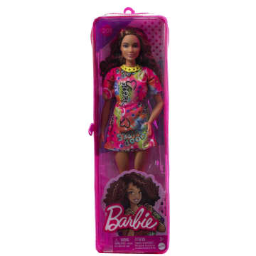 Barbie - Barbie Fashionistas 201 Brune Avec Robe À Graffitis - Poupée Mannequin - 3 Ans Et +