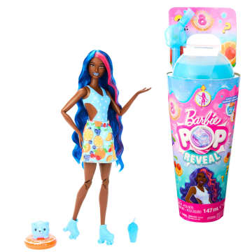 Barbie Pop Reveal Fruit Serie Fruchtpunsch Puppe, 8 Überraschungen, Inklusive Haustier, Schleim, Duft Und Farbwechsel