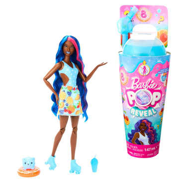 Barbie Pop Reveal Fruit Serie Fruchtpunsch Puppe, 8 Überraschungen, Inklusive Haustier, Schleim, Duft Und Farbwechsel - Image 1 of 6