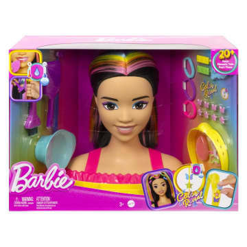 Barbie Totally Hair Głowa do stylizacji Neonowa tęcza Czarne włosy - Image 6 of 6