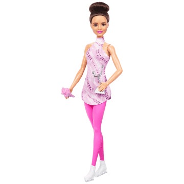 Barbie Career Pattinatrice Con Accessori, Bambola Castana Con Outfit Da Pattinatrice E Trofeo Rimovibili