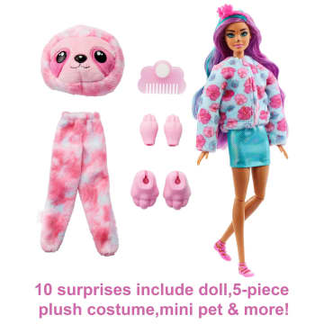 Barbie Cutie Reveal Fantasy Series Doll with Sloth Plush Costume & 10 Surprises