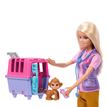 Σετ Παιχνιδιού Barbie Διασώστρια Άγριων Ζώων Με Ξανθιά Κούκλα, 2 Φιγούρες Ζώων & Αξεσουάρ