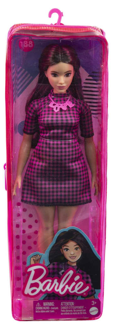 Barbie Fashionistas Puppe Im Pink-Schwarz-Karierten Kleid - Bild 6 von 6