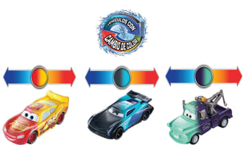 Disney Pixar Pack 3 Rayo McQueen/Mate/Jackson Storm cambio color Cars