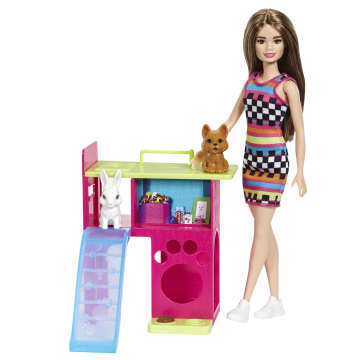 Barbie Doll and Pet Playhouse Playset with 2 Pets, Toy for 3 Year Olds & Up