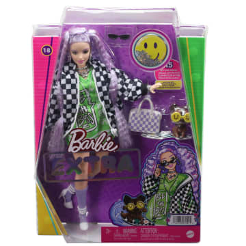 Barbie Extra Puppe In Schwarz-Weißer Rennwagejacke Mit Lila Haaren - Image 6 of 6