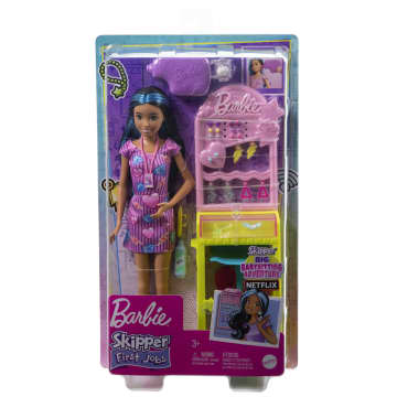 Barbie Skipper Doll and Ear-Piercer Set with Piercing Tool and Accessories, First Jobs