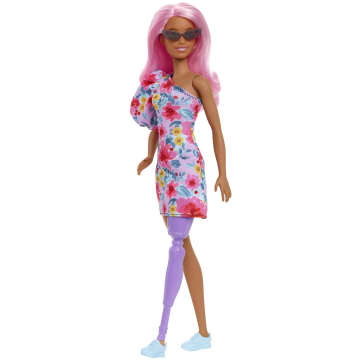 Barbie Fashionistas Puppe im schulterfreien Blumenkleid (Beinprothese)