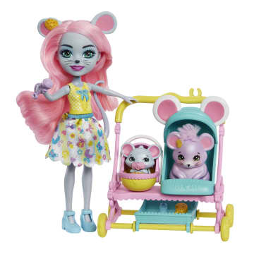 Enchantimals City Tails Main Street Carrito Del Bebé Ratón Muñeca Y Accesorio - Imagen 2 de 6