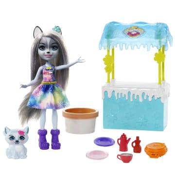 Enchantimals Warmin' Up Cocoa Stand With Hawna Husky & Whipped Cream Dolls