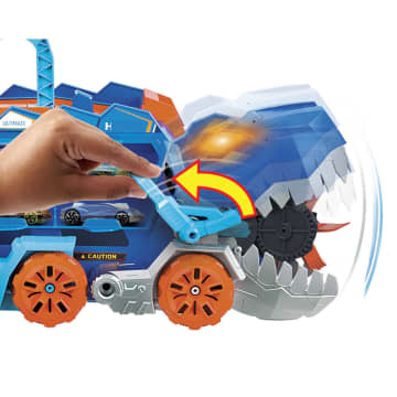 Hot Wheels City Nταλίκα, Μεταμορφώνεται Σε Δεινόσαυρο Με Πίστα Αγώνων, Αποθηκεύει 20+ Αυτοκινητάκια - Image 2 of 6