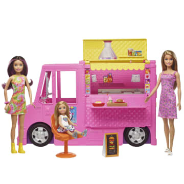 Barbie Doll and Food Truck Playset with Barbie, Skipper & Chelsea Dolls, Truck, Food & Cooking Accessories