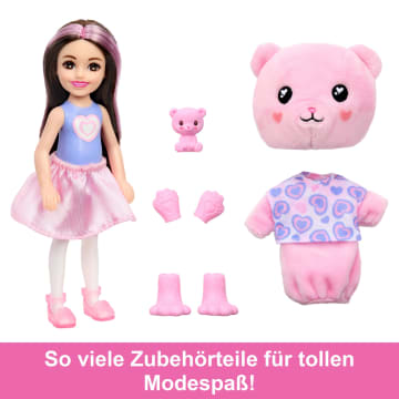 Barbie Cutie Reveal Cozy Cute Serie, Chelsea-Puppe Und Zubehörteile, Plüschteddybär, Brünette Kleine Puppe - Bild 5 von 6