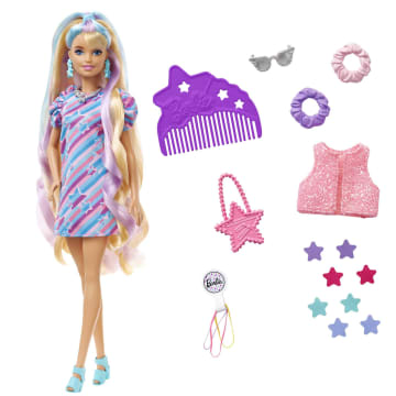 Barbie Super Chioma Bambola Con Abito A Stelle - Image 1 of 8