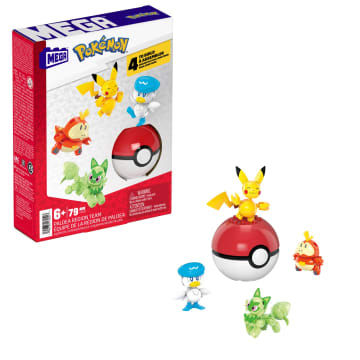 MEGA Pokémon Set da costruzione giocattolo con 4 action figure e 1 Poké Ball (79 pezzi) per bambini - Image 1 of 6