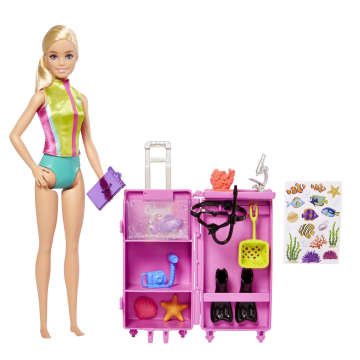 Barbie - Coffret Barbie Plongeuse - Poupée Blonde - Coffret Poupée Mannequin - 3 Ans Et +