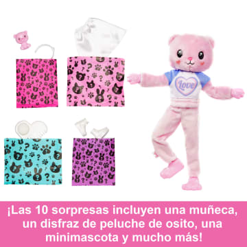 Muñeca Barbie Cutie Reveal de la serie Cozy Cute Tees con disfraz de osito y accesorios - Imagen 3 de 6