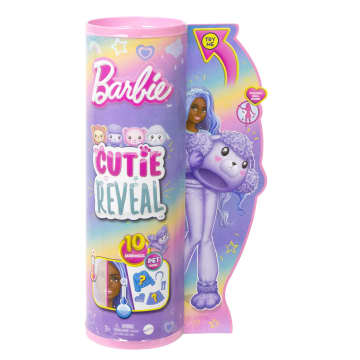 Barbie Cutie Reveal Doll & Accessories, Cozy Cute Tees Poodle, “Star” Tee, Blue & Purple Streaked Hair, Brown Eyes