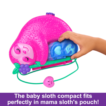 Polly Pocket Dolls And Playset, Travel Toys, Sloth Family 2-In-1 Purse Compact