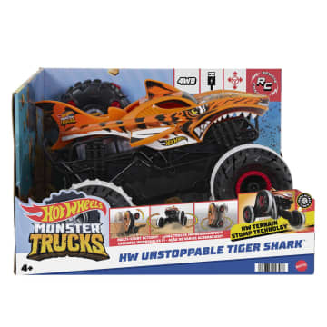 Hot Wheels – Monster Trucks Véhicule Radiocommandé L’Inarrêtable Tiger Shark