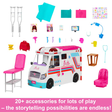 Barbie Transforming Ambulance and Clinic Playset, 20+ Accessories, Care Clinic