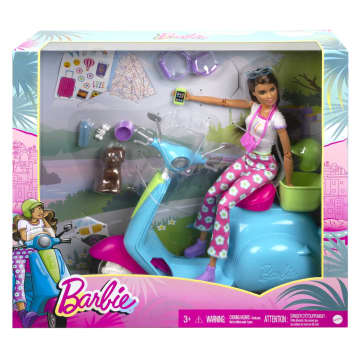 Barbie Diversión en vacaciones, muñeca, moto y accesorios