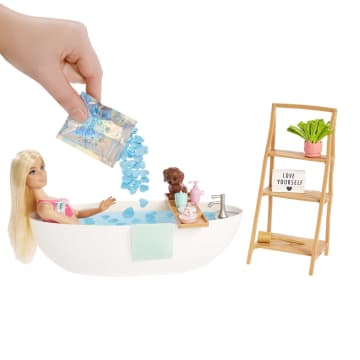 Barbie Kąpiel z konfetti Zestaw z lalką (blondynką), mydlanym konfetti i akcesoriami