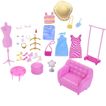 Barbie Pop en Modeset, Barbie outfits met kastaccessoires - Image 5 of 6