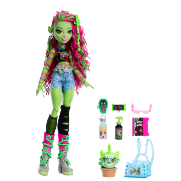 Monster High Venus Mcflytrap Fashion Doll With Pet Chewlian And Accessories