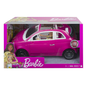 Barbie con su coche Fiat Muñeca rubia con vestido de moda y vehículo rosa de juguete - Image 6 of 6