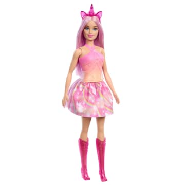 Barbie Eenhoornpop Met Roze Haar, Kleurrijke Outfit En Eenhoornaccessoires - Image 1 of 6