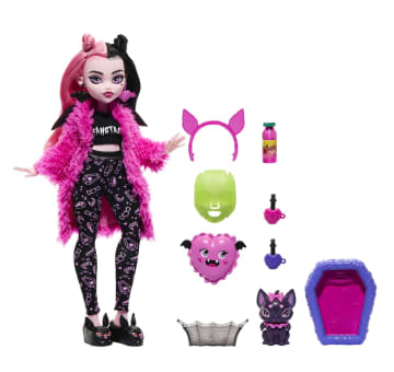 Monster High Pop En Accessoires Voor Slaapfeestje, Draculaura, Griezelfeestje - Bild 4 von 6