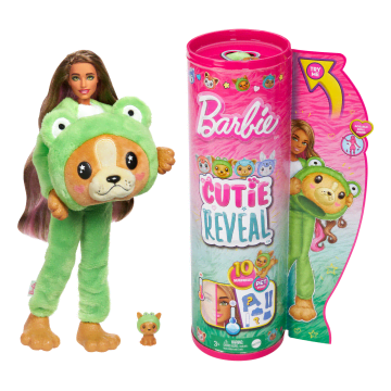 Barbie Cutie Reveal Lalka Piesek-Żaba Seria Kostiumy Zwierzaczki