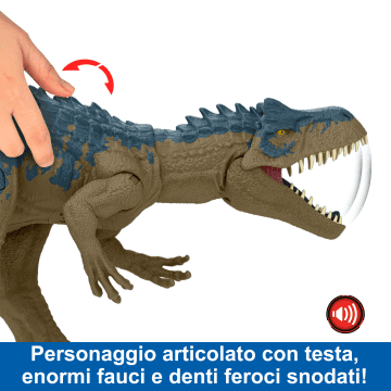 Jurassic World Furia Spietata Allosauro, Dinosauro Giocattolo Con Mossa D'Attacco E Suoni