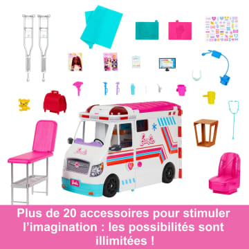 Barbie - Coffret Ambulance Et Clinique - Véhicule Médical - Véhicule Poupée Mannequin - 3 Ans Et +