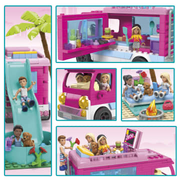 MEGA Barbie Bouw- en speelset Avonturen met Droomcamper met 4 micropoppen (580 onderdelen)