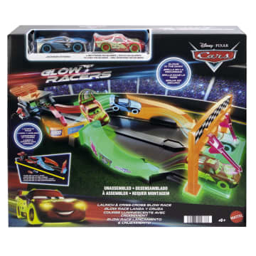 Conjunto De Juego Pista Brillante Lanzamiento Por Carriles Cruzados Glow Racers De Disney Y Pixar Cars Con Dos Coches De Juguete Que Brillan En La Oscuridad - Imagen 6 de 6
