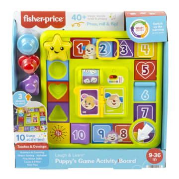 Fisher-Price Fantasiebordspel met muziek voor baby's, Leerplezier Puppy Spelletjesbord, meertalige versie
