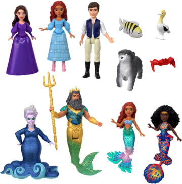 Disney De Kleine Zeemeermin Ariël Land en Zee, Ultieme Verhalenset met 7 kleine poppen en 4 vriendjes