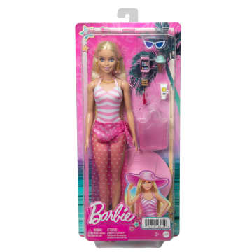 Barbie - Poupée Blonde Avec Maillot De Bain Et Accessoires De Plage