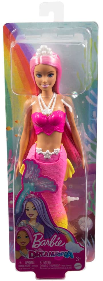 Barbie Sirena Pelo rosa con corona blanca