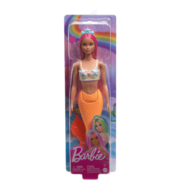 Barbie Zeemeerminpop Met Roze Haar, Zacht Oranje Staart En Haarband - Image 6 of 6