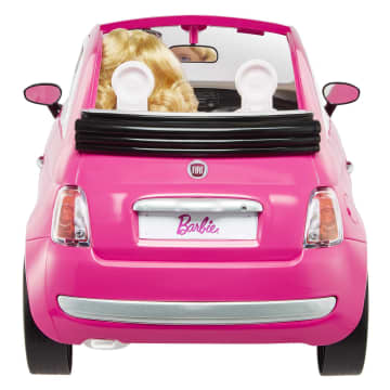 Barbie con su coche Fiat Muñeca rubia con vestido de moda y vehículo rosa de juguete - Image 5 of 6