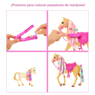 Barbie Cepilla y cuida Conjunto de juego, caballos y muñeca - Imagen 5 de 6