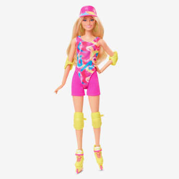 Barbie Le Film Poupée Barbie Du Film Poupée Patineuse Margot Robbie Incarne Barbie Vêtue D’Un Justaucorps, D’Un Cycliste Et De Rollers, Poupée De Collection