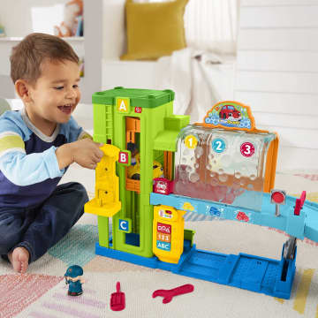 Fisher-Price Little People Leerzame Garage Met Lichtjes, Speelset Voor Peuters, 5 Speelonderdelen, Meertalige Versie - Image 2 of 6