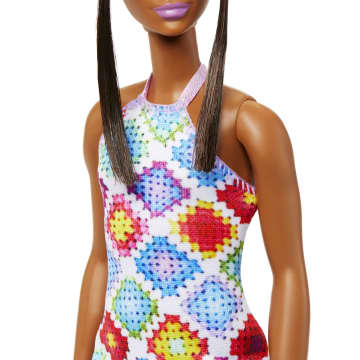 Barbie-Barbie Fashionistas 210-Poupée Bun Et Robe Crochet Dos Nu - Imagen 4 de 7