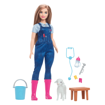 Barbie 65Ste Verjaardag Carrière Veearts Pop En 10 Accessoires, Inclusief Lammetje Met Bewegende Oren